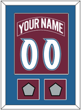 Colorado Nameplate & Number (Back) Combined, With 2 Stanley Cup Finals Patches - Road Burgundy (1999-2001) - Single Mat 2