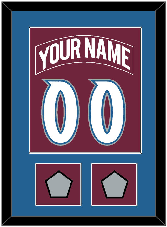 Colorado Nameplate & Number (Back) Combined, With 2 Stanley Cup Finals Patches - Road Burgundy (1999-2001) - Essential Tier 2