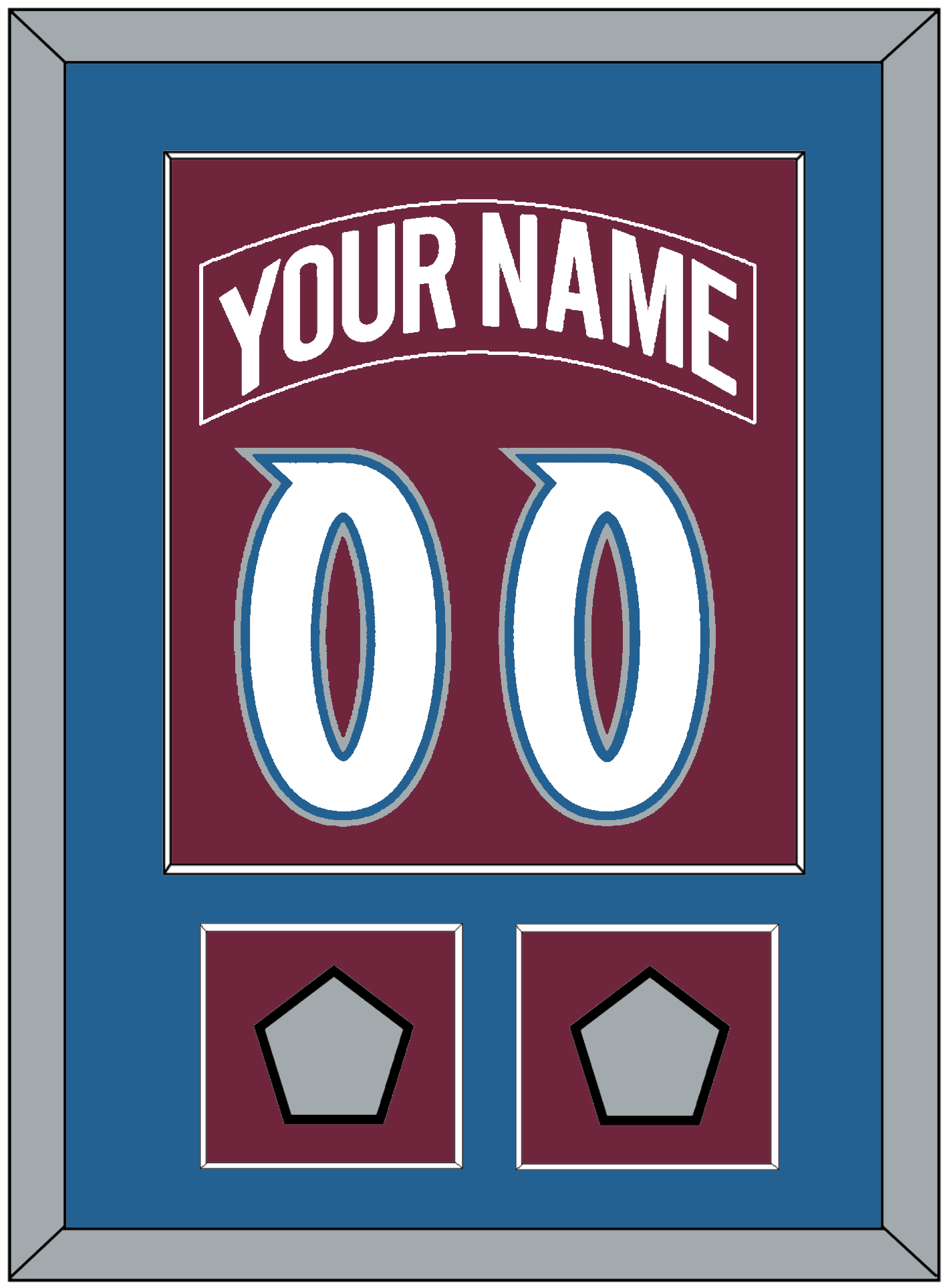 Colorado Nameplate & Number (Back) Combined, With 2 Stanley Cup Finals Patches - Road Burgundy (1999-2001) - Essential Tier 2