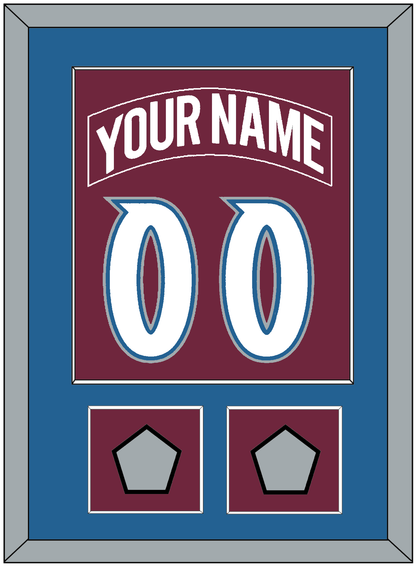 Colorado Nameplate & Number (Back) Combined, With 2 Stanley Cup Finals Patches - Road Burgundy (1999-2001) - Essential Tier 2