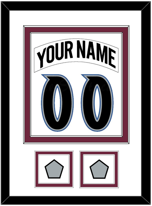 Colorado Nameplate & Number (Back) Combined, With 2 Stanley Cup Finals Patches - Home White (1999-2001) - Signature Tier 1