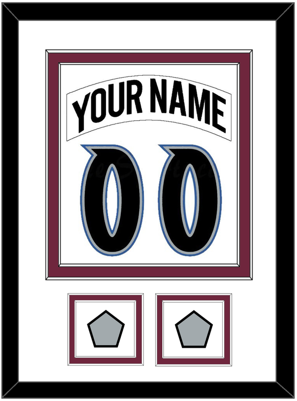 Colorado Nameplate & Number (Back) Combined, With 2 Stanley Cup Finals Patches - Home White (1999-2001) - Double Mat 1