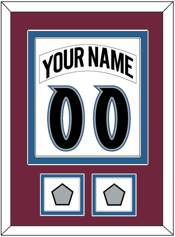 Colorado Nameplate & Number (Back) Combined, With 2 Stanley Cup Finals Patches - Home White (1999-2001) - Double Mat 2