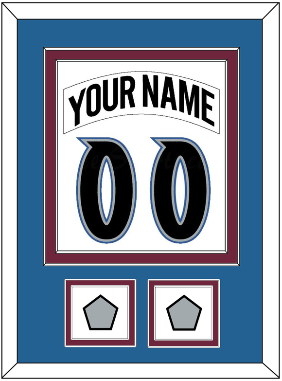 Colorado Nameplate & Number (Back) Combined, With 2 Stanley Cup Finals Patches - Home White (1999-2001) - Double Mat 3