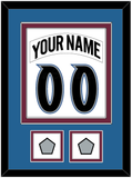 Colorado Nameplate & Number (Back) Combined, With 2 Stanley Cup Finals Patches - Home White (1999-2001) - Double Mat 3