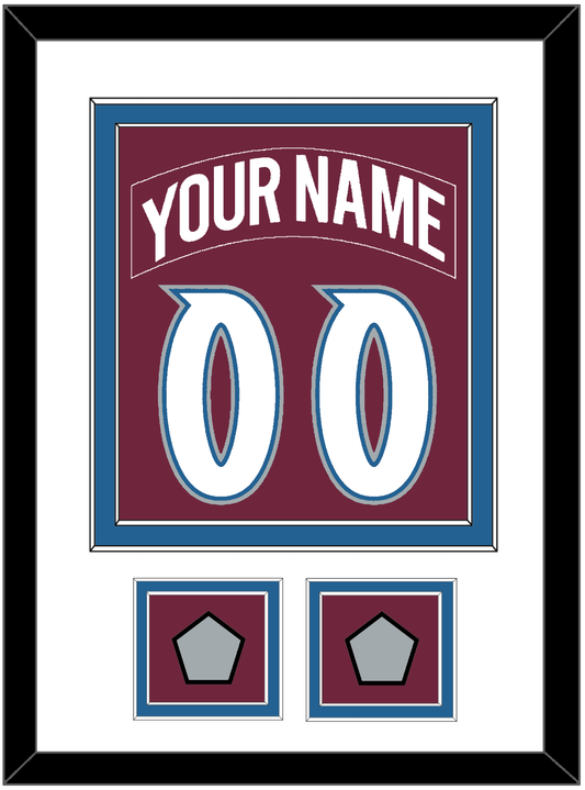 Colorado Nameplate & Number (Back) Combined, With 2 Stanley Cup Finals Patches - Road Burgundy (1999-2001) - Signature Tier 1