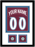 Colorado Nameplate & Number (Back) Combined, With 2 Stanley Cup Finals Patches - Road Burgundy (1999-2001) - Double Mat 1