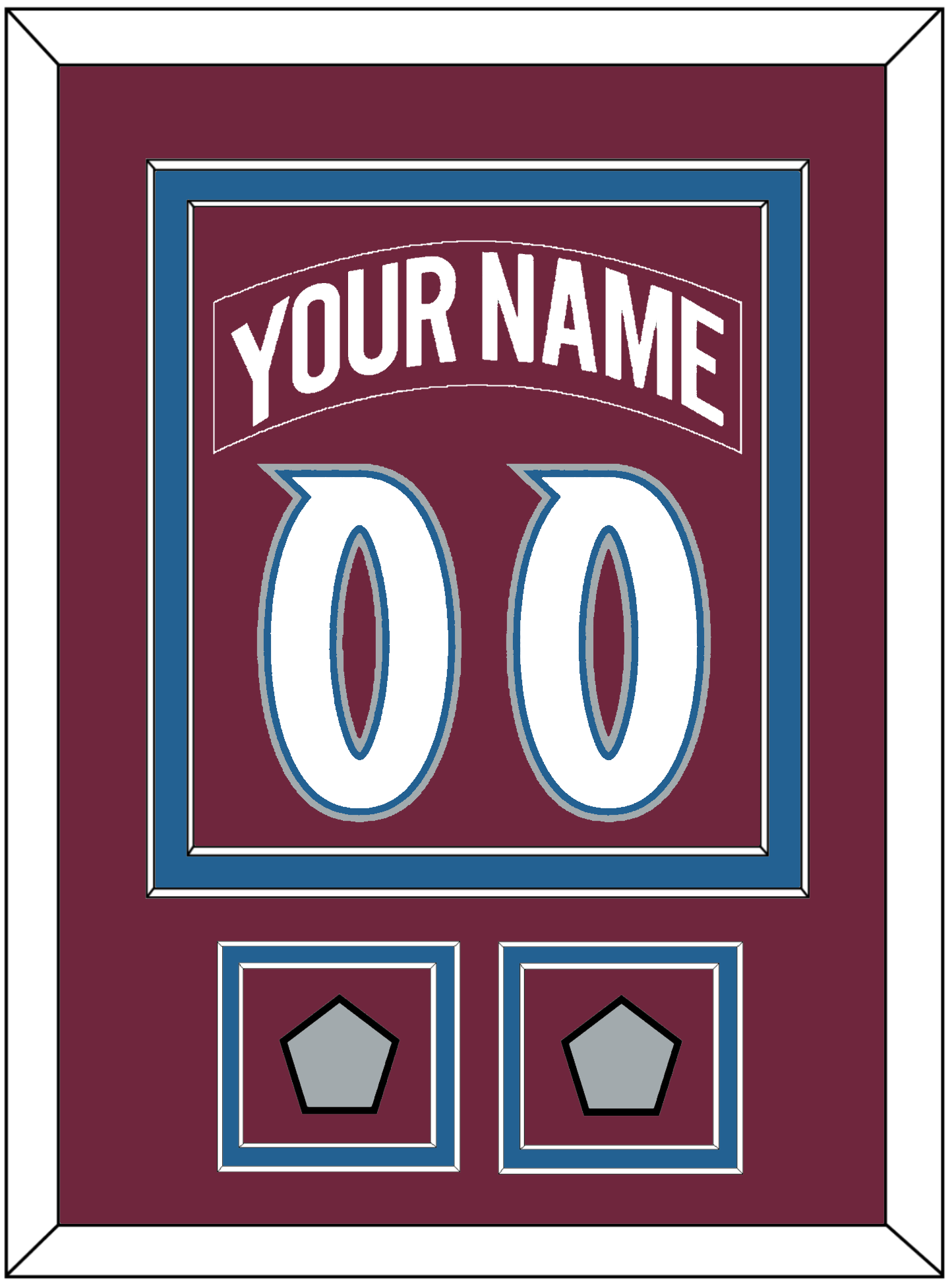 Colorado Nameplate & Number (Back) Combined, With 2 Stanley Cup Finals Patches - Road Burgundy (1999-2001) - Signature Tier 2