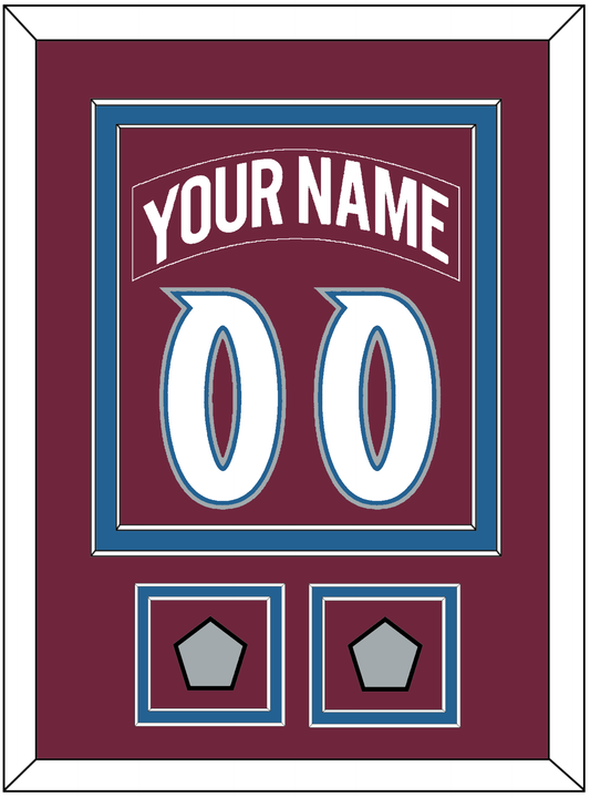 Colorado Nameplate & Number (Back) Combined, With 2 Stanley Cup Finals Patches - Road Burgundy (1999-2001) - Signature Tier 2