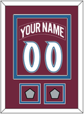 Colorado Nameplate & Number (Back) Combined, With 2 Stanley Cup Finals Patches - Road Burgundy (1999-2001) - Double Mat 2