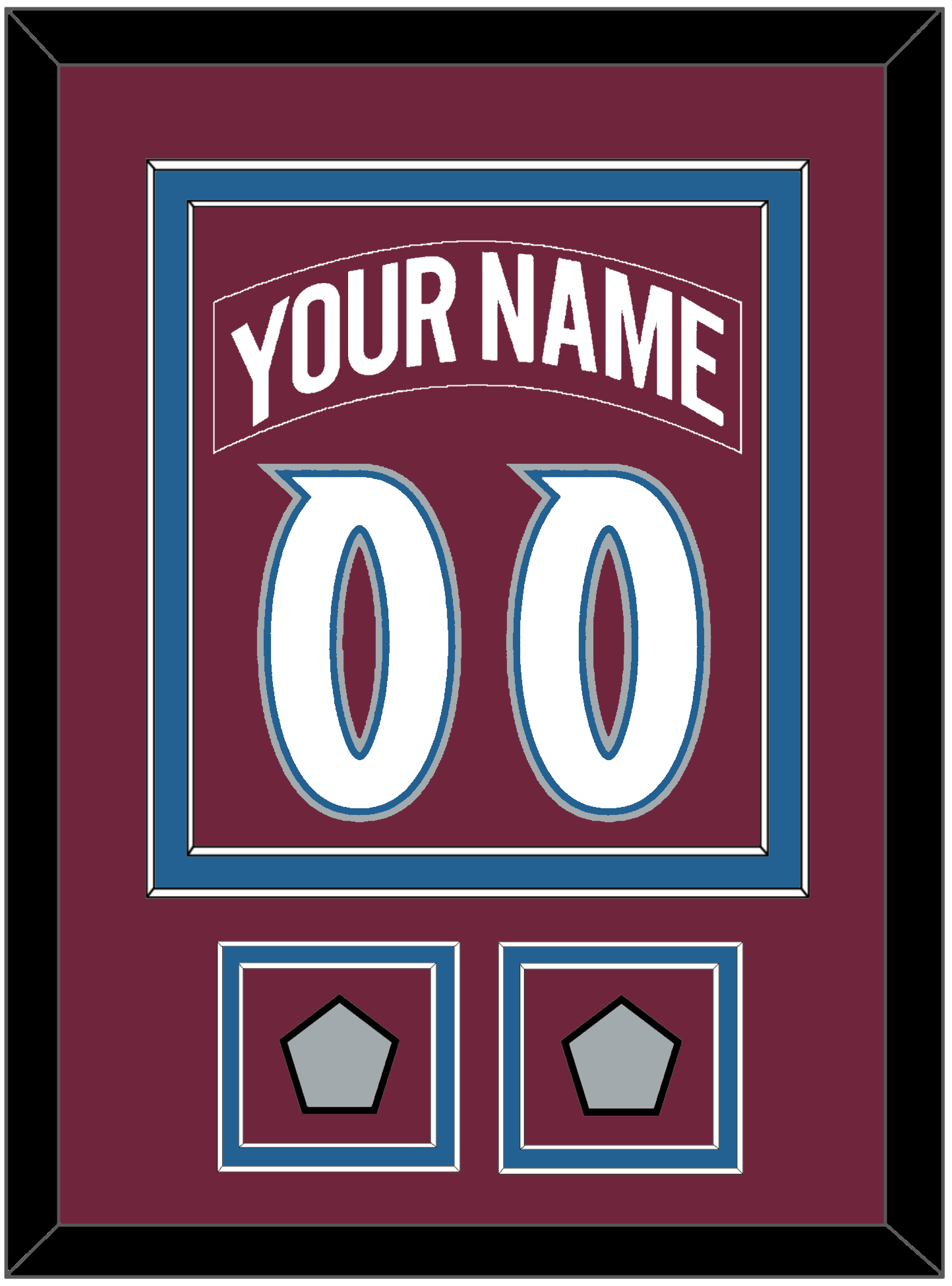 Colorado Nameplate & Number (Back) Combined, With 2 Stanley Cup Finals Patches - Road Burgundy (1999-2001) - Signature Tier 2