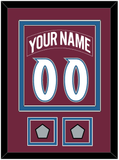Colorado Nameplate & Number (Back) Combined, With 2 Stanley Cup Finals Patches - Road Burgundy (1999-2001) - Double Mat 2