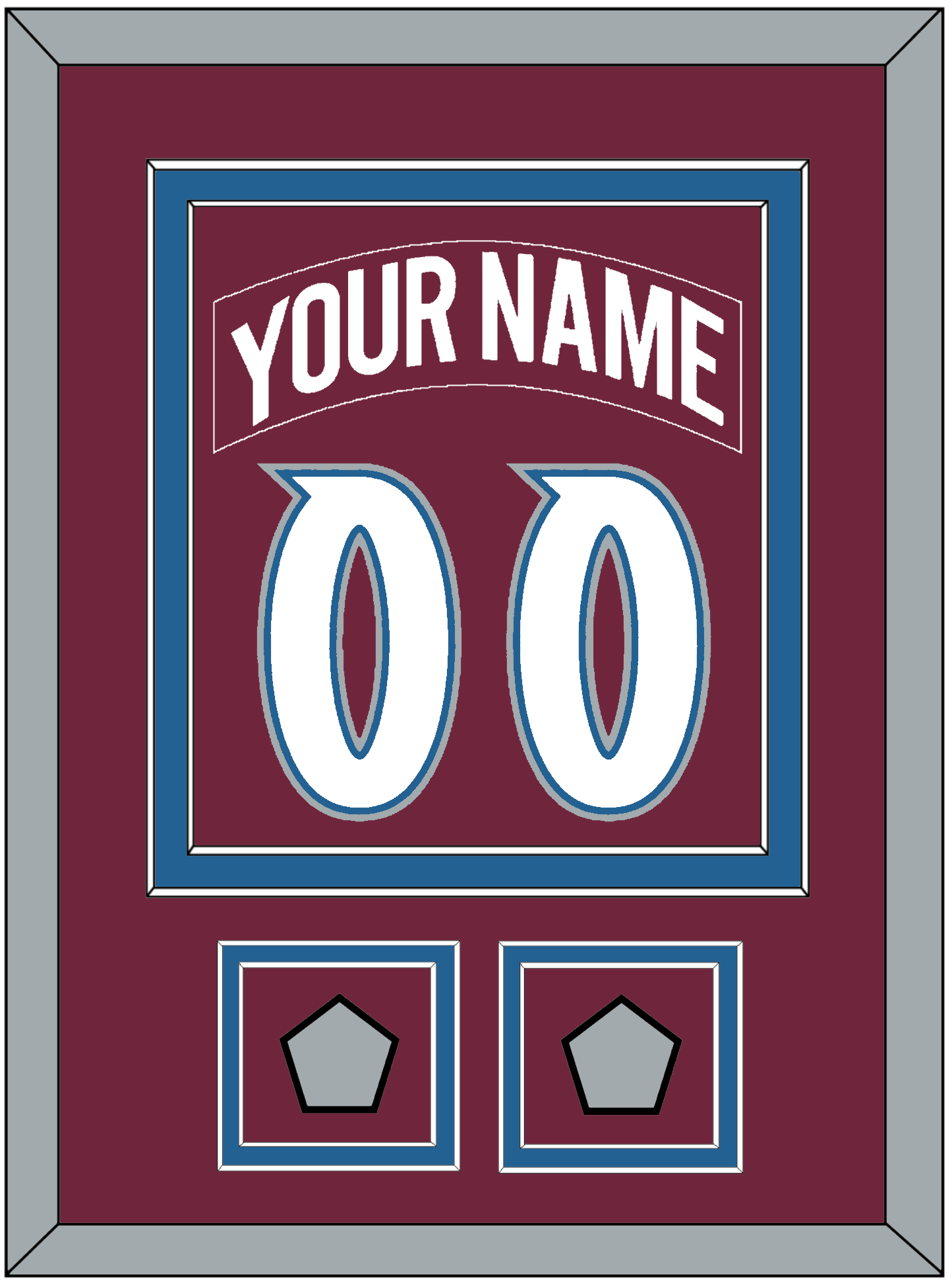 Colorado Nameplate & Number (Back) Combined, With 2 Stanley Cup Finals Patches - Road Burgundy (1999-2001) - Signature Tier 2