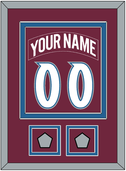Colorado Nameplate & Number (Back) Combined, With 2 Stanley Cup Finals Patches - Road Burgundy (1999-2001) - Signature Tier 2