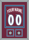 Colorado Nameplate & Number (Back) Combined, With 2 Stanley Cup Finals Patches - Road Burgundy (1999-2001) - Double Mat 2
