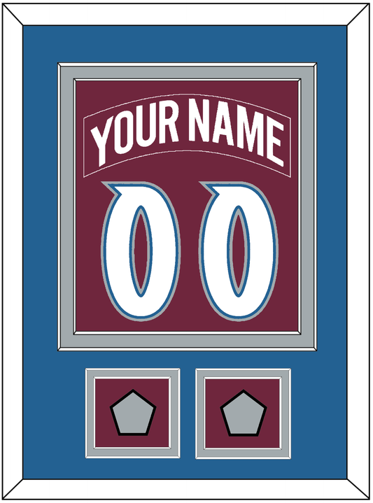 Colorado Nameplate & Number (Back) Combined, With 2 Stanley Cup Finals Patches - Road Burgundy (1999-2001) - Signature Tier 3