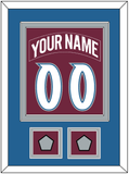 Colorado Nameplate & Number (Back) Combined, With 2 Stanley Cup Finals Patches - Road Burgundy (1999-2001) - Double Mat 3