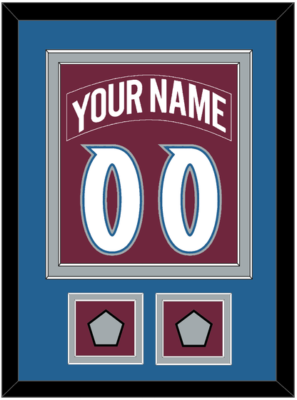 Colorado Nameplate & Number (Back) Combined, With 2 Stanley Cup Finals Patches - Road Burgundy (1999-2001) - Signature Tier 3