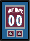 Colorado Nameplate & Number (Back) Combined, With 2 Stanley Cup Finals Patches - Road Burgundy (1999-2001) - Double Mat 3