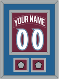 Colorado Nameplate & Number (Back) Combined, With 2 Stanley Cup Finals Patches - Road Burgundy (1999-2001) - Double Mat 3