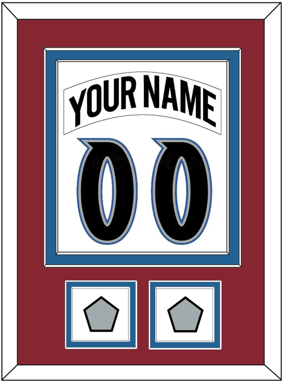 Colorado Nameplate & Number (Back) Combined, With 2 Stanley Cup Finals Patches - Home White (1995-1996) - Double Mat 2