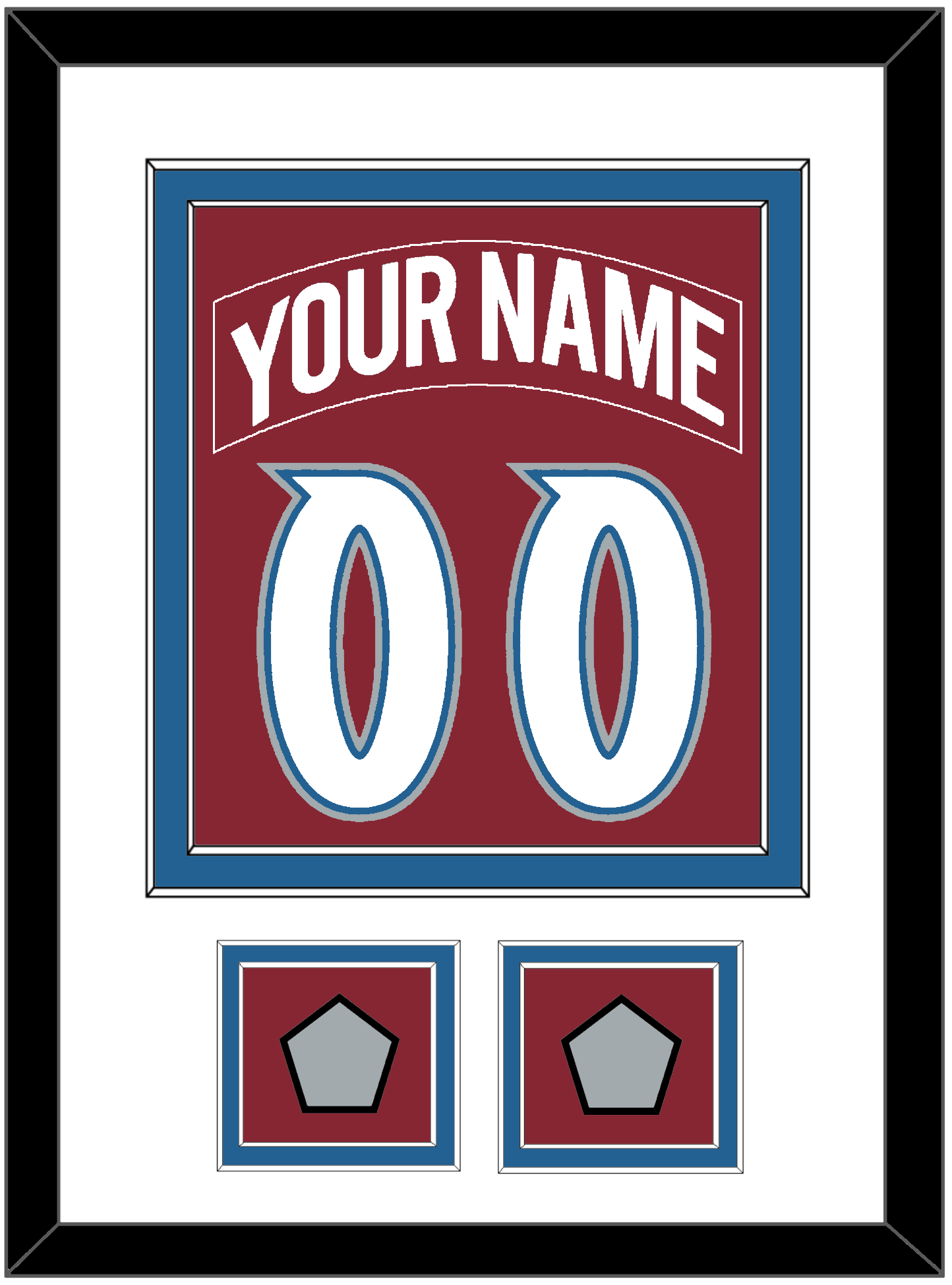 Colorado Nameplate & Number (Back) Combined, With 2 Stanley Cup Finals Patches - Road Burgundy (1995-1996) - Signature Tier 1