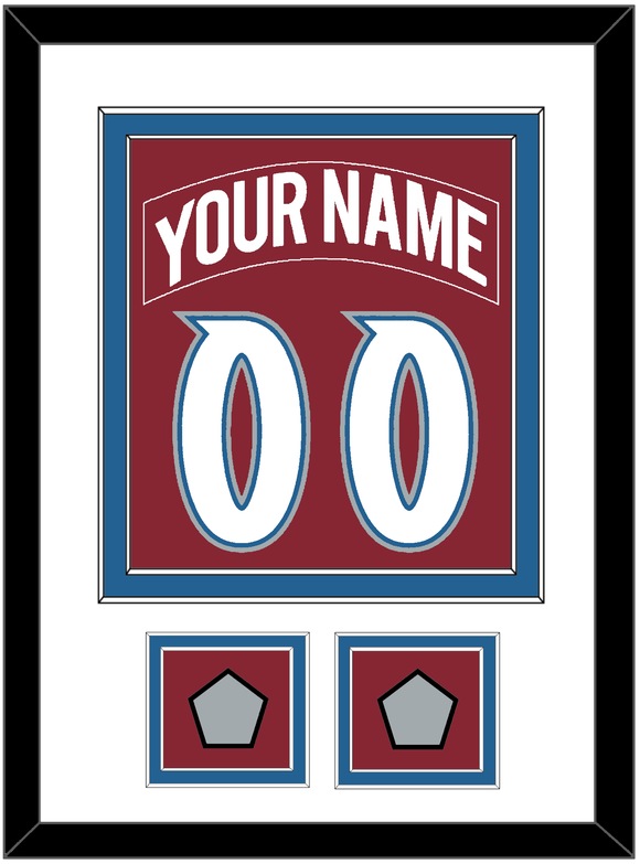 Colorado Nameplate & Number (Back) Combined, With 2 Stanley Cup Finals Patches - Road Burgundy (1995-1996) - Double Mat 1
