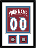 Colorado Nameplate & Number (Back) Combined, With 2 Stanley Cup Finals Patches - Road Burgundy (1995-1996) - Double Mat 1