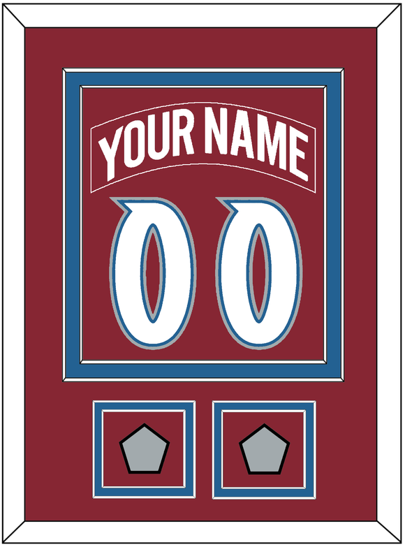 Colorado Nameplate & Number (Back) Combined, With 2 Stanley Cup Finals Patches - Road Burgundy (1995-1996) - Double Mat 2
