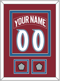 Colorado Nameplate & Number (Back) Combined, With 2 Stanley Cup Finals Patches - Road Burgundy (1995-1996) - Double Mat 2