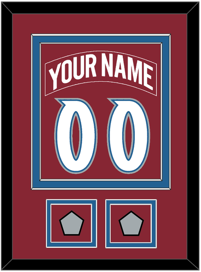 Colorado Nameplate & Number (Back) Combined, With 2 Stanley Cup Finals Patches - Road Burgundy (1995-1996) - Signature Tier 2