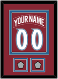 Colorado Nameplate & Number (Back) Combined, With 2 Stanley Cup Finals Patches - Road Burgundy (1995-1996) - Double Mat 2