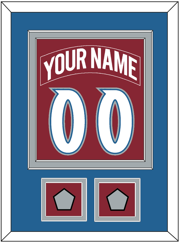 Colorado Nameplate & Number (Back) Combined, With 2 Stanley Cup Finals Patches - Road Burgundy (1995-1996) - Double Mat 3