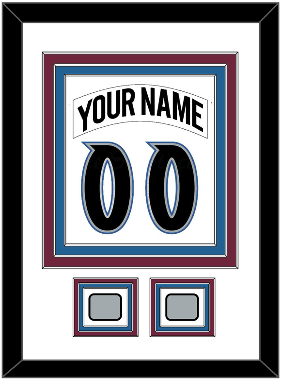 Colorado Nameplate & Number (Back) Combined, With 2 Stanley Cup Finals Patches - Home White (1999-2001) - Triple Mat 1