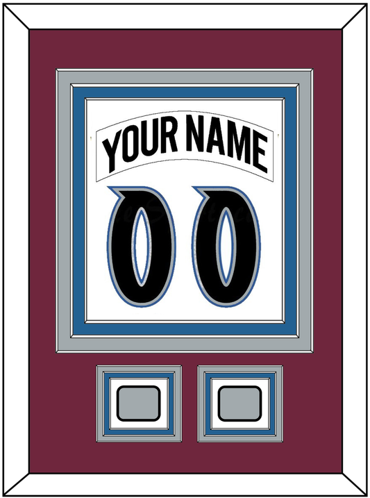 Colorado Nameplate & Number (Back) Combined, With 2 Stanley Cup Finals Patches - Home White (1999-2001) - Premier Tier 2