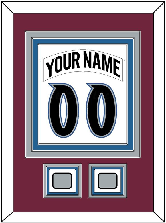 Colorado Nameplate & Number (Back) Combined, With 2 Stanley Cup Finals Patches - Home White (1999-2001) - Triple Mat 2