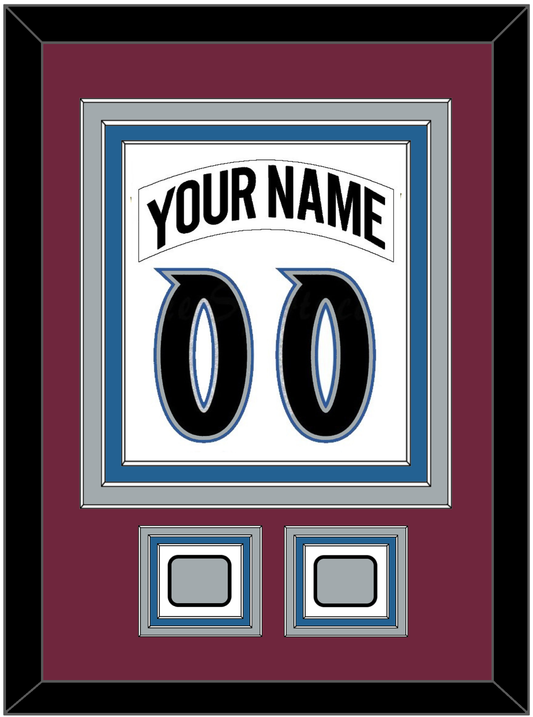 Colorado Nameplate & Number (Back) Combined, With 2 Stanley Cup Finals Patches - Home White (1999-2001) - Premier Tier 2