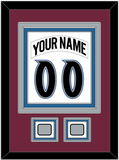 Colorado Nameplate & Number (Back) Combined, With 2 Stanley Cup Finals Patches - Home White (1999-2001) - Triple Mat 2