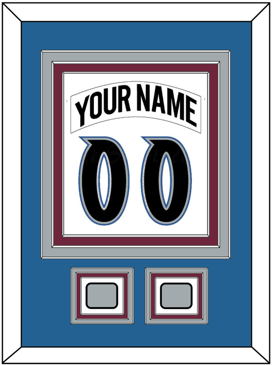 Colorado Nameplate & Number (Back) Combined, With 2 Stanley Cup Finals Patches - Home White (1999-2001) - Premier Tier 3