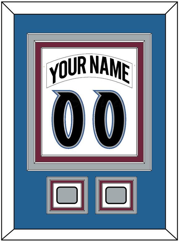 Colorado Nameplate & Number (Back) Combined, With 2 Stanley Cup Finals Patches - Home White (1999-2001) - Triple Mat 3