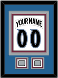Colorado Nameplate & Number (Back) Combined, With 2 Stanley Cup Finals Patches - Home White (1999-2001) - Triple Mat 3