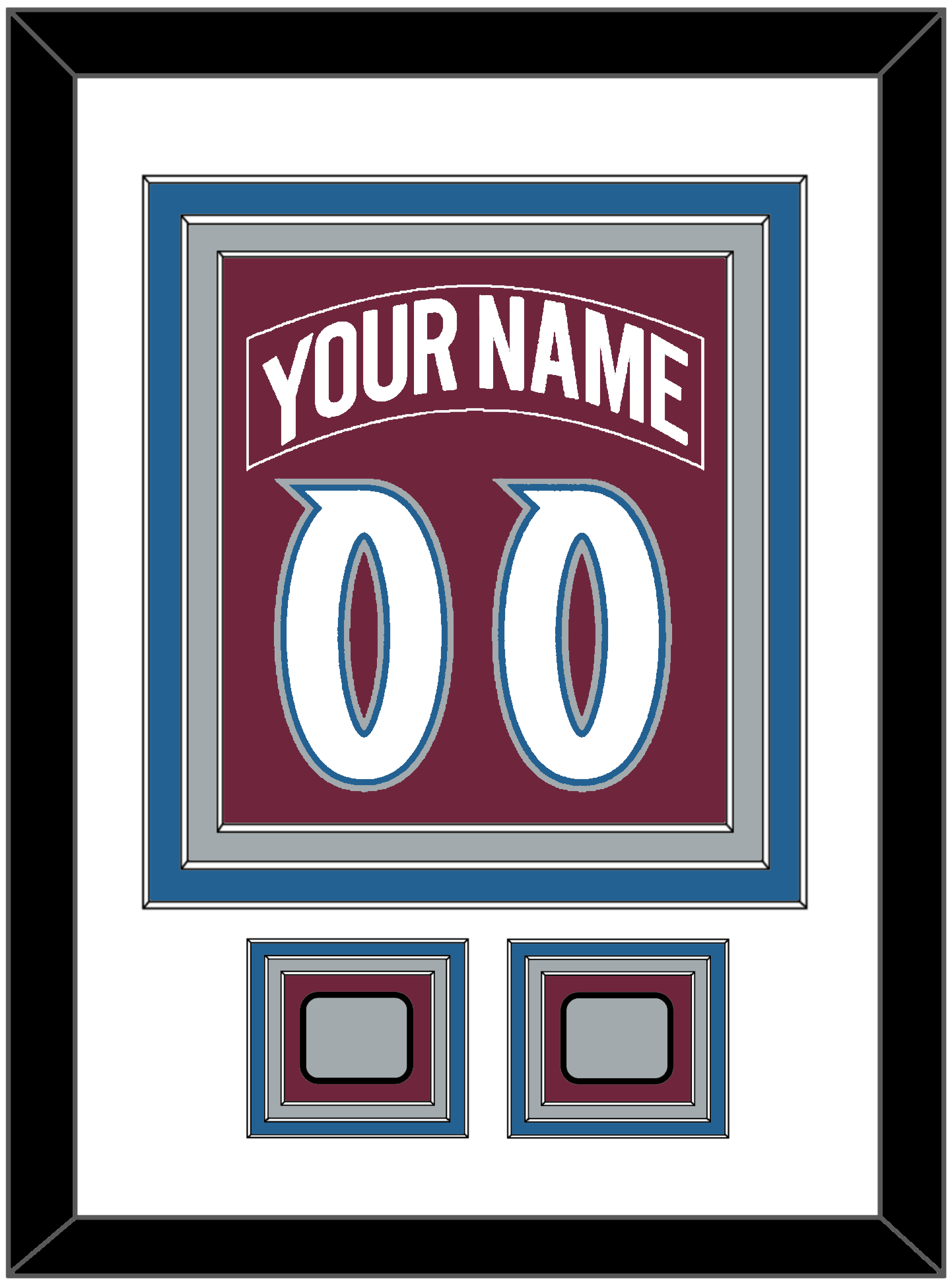 Colorado Nameplate & Number (Back) Combined, With 2 Stanley Cup Finals Patches - Road Burgundy (1999-2001) - Premier Tier 1