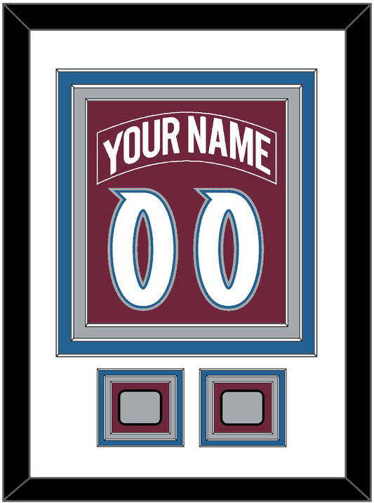 Colorado Nameplate & Number (Back) Combined, With 2 Stanley Cup Finals Patches - Road Burgundy (1999-2001) - Premier Tier 1