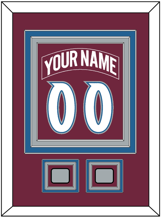 Colorado Nameplate & Number (Back) Combined, With 2 Stanley Cup Finals Patches - Road Burgundy (1999-2001) - Premier Tier 2