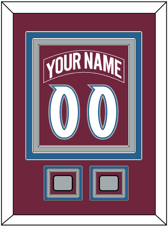 Colorado Nameplate & Number (Back) Combined, With 2 Stanley Cup Finals Patches - Road Burgundy (1999-2001) - Triple Mat 2