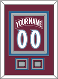 Colorado Nameplate & Number (Back) Combined, With 2 Stanley Cup Finals Patches - Road Burgundy (1999-2001) - Triple Mat 2