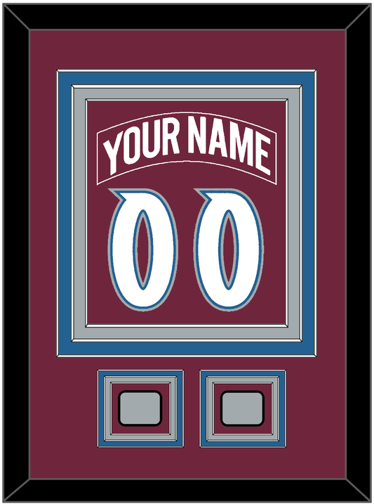 Colorado Nameplate & Number (Back) Combined, With 2 Stanley Cup Finals Patches - Road Burgundy (1999-2001) - Premier Tier 2