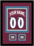 Colorado Nameplate & Number (Back) Combined, With 2 Stanley Cup Finals Patches - Road Burgundy (1999-2001) - Triple Mat 2