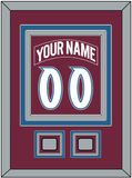 Colorado Nameplate & Number (Back) Combined, With 2 Stanley Cup Finals Patches - Road Burgundy (1999-2001) - Triple Mat 2