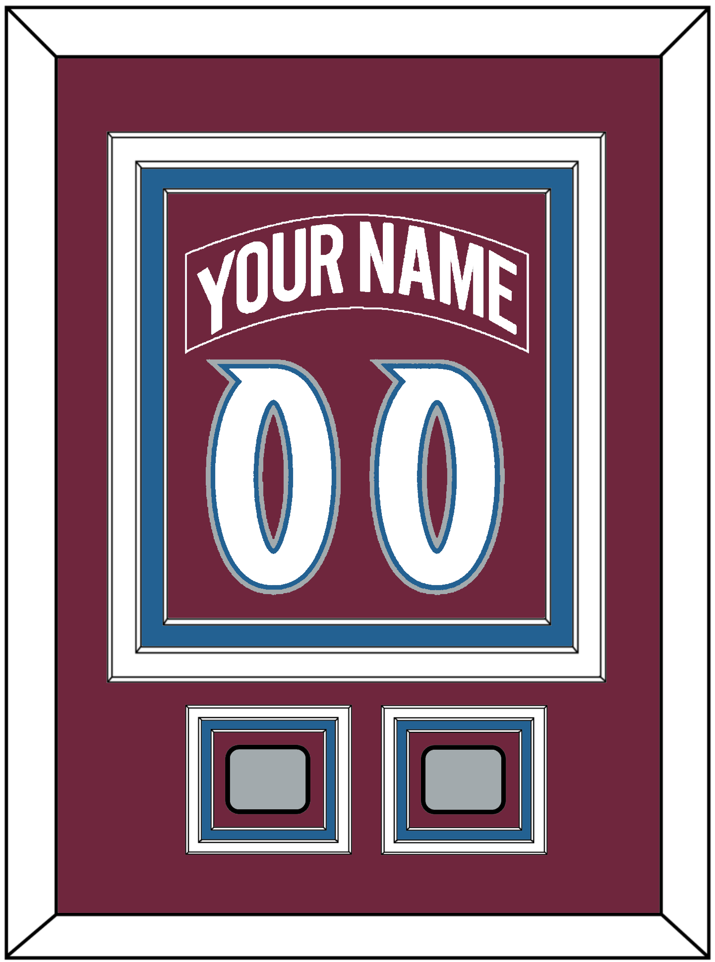Colorado Nameplate & Number (Back) Combined, With 2 Stanley Cup Finals Patches - Road Burgundy (1999-2001) - Premier Tier 3